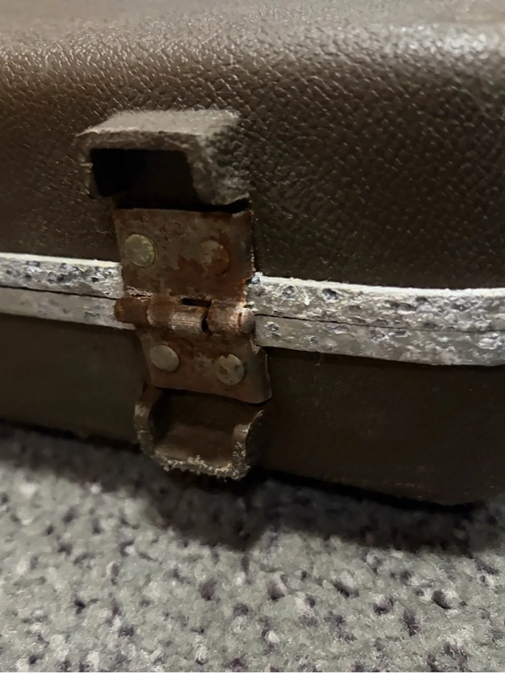 Brown & Silver Hard-Sided Briefcase with Brown Interior